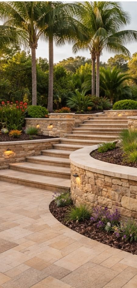 Custom Retaining Wall Full Work by Custum pavers & More by Amaro